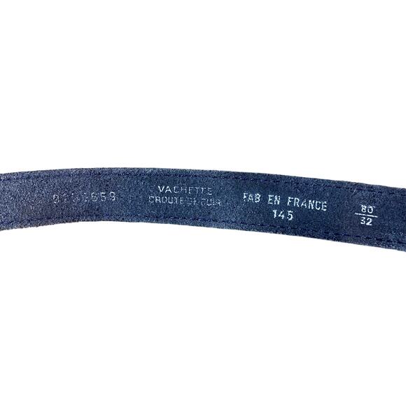 Vintage In Extenso Navy Leather Belt 3-Ring Circle Buckle Made in France - Picture 3 of 7